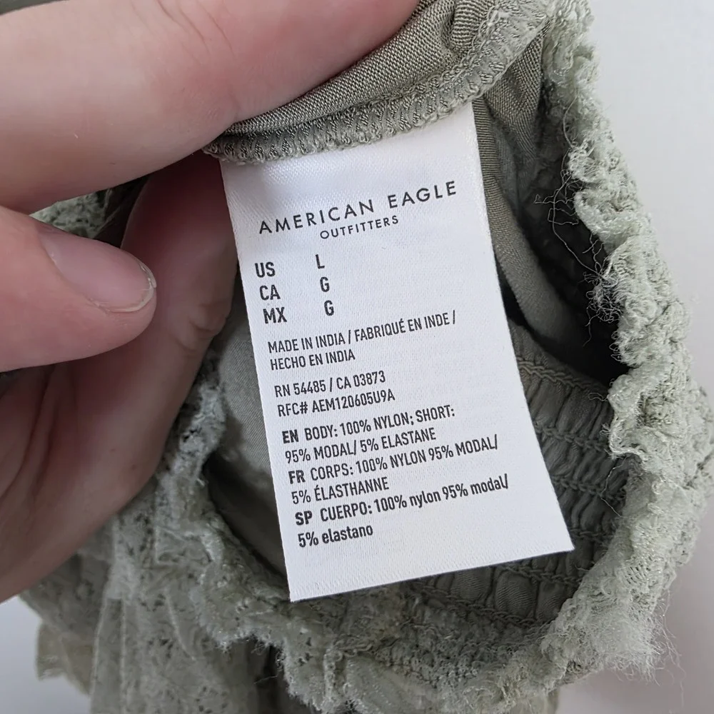 American Eagle Sage‎ Green Coquette Summer High Waisted Ruffle Mini Skort Size L